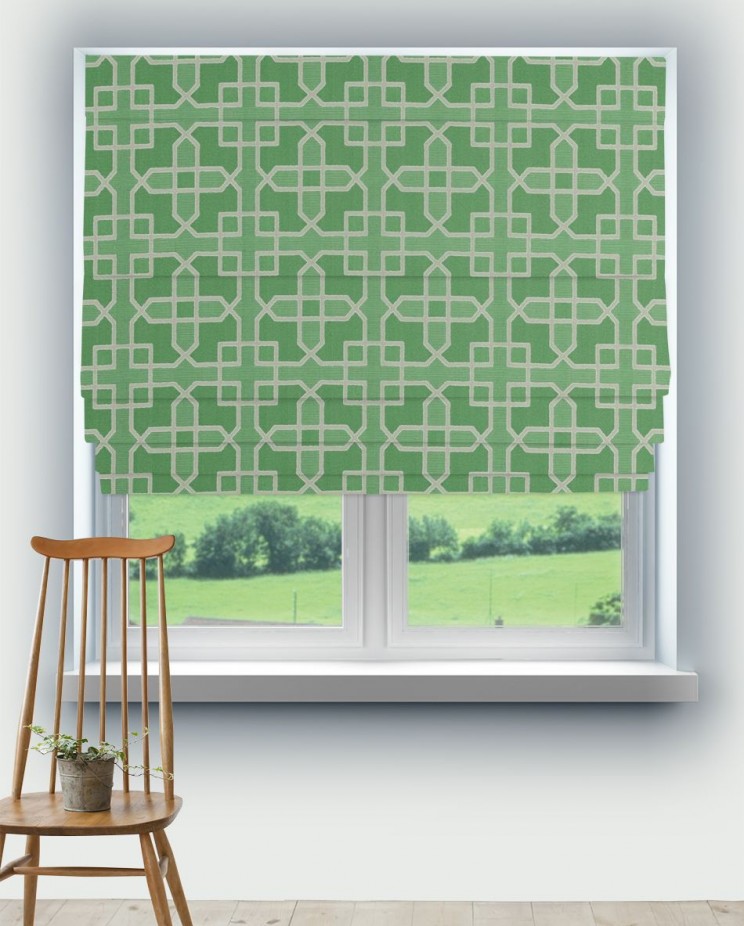Roman Blinds Sanderson Hampton Weave Botanical Green Fabric 236773