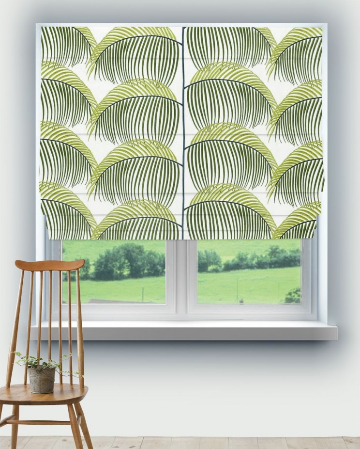 Roman Blinds Sanderson Manila Embroidery Lime Fabric 236774