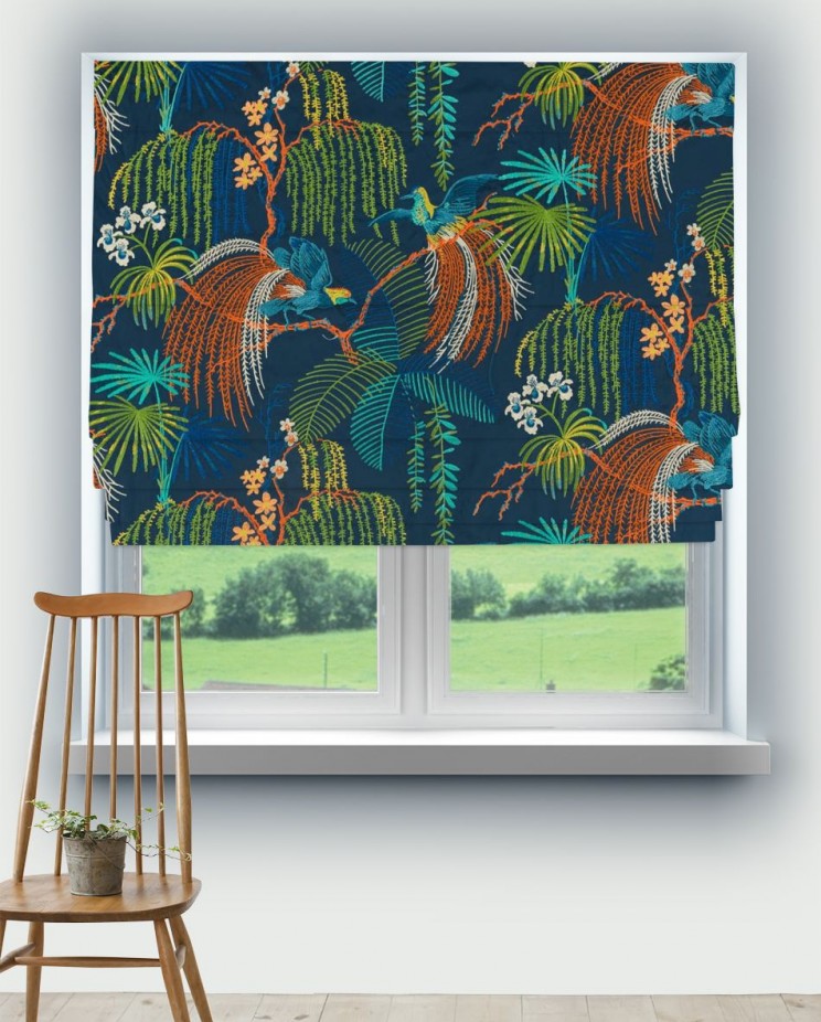 Roman Blinds Sanderson Rain Forest Embroidery Tropical Night Fabric 236778