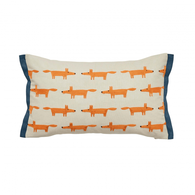 Scion Mr Fox Brushed Cotton Cushion 30cm x 50cm, Ivory & Orange 