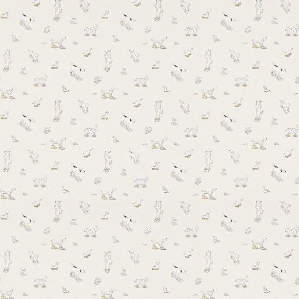 Sanderson Dogs in Clogs Vanilla Wallpaper