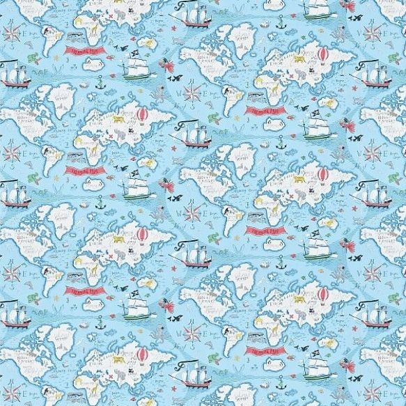 Sanderson Treasure Map Sea Blue Wallpaper