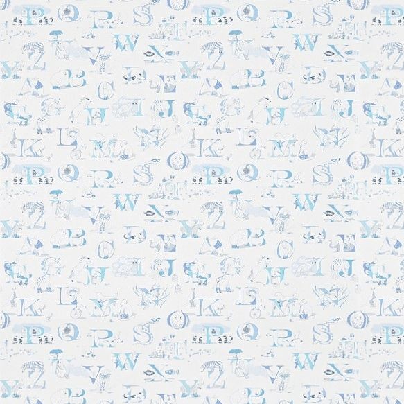 Sanderson Alphabet Zoo Blue Wallpaper