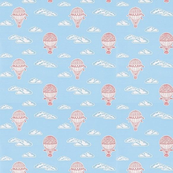 Sanderson Balloons Sky Blue and Red Wallpaper