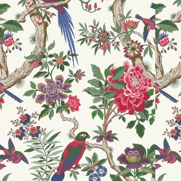 Fontainebleau Wallpaper - Fuchsia Pink & Emerald Green - By Cole and ...