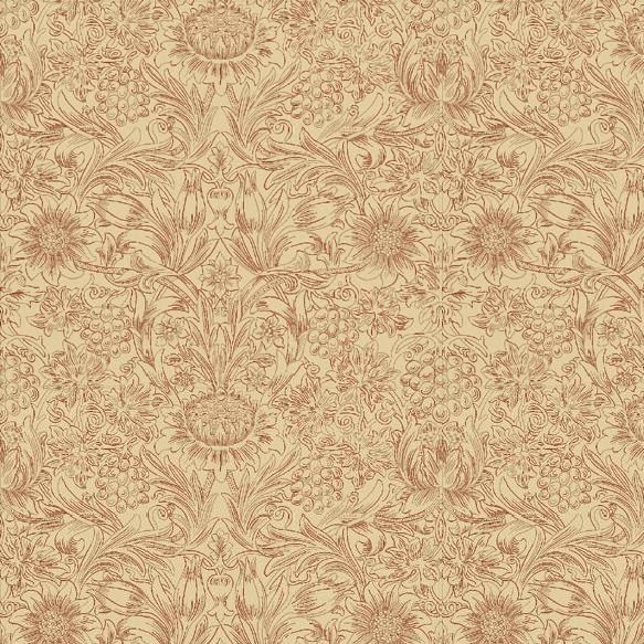 Sunflower Wallpaper - Church Red/Biscuit - By Morris and Co - DMORSU101