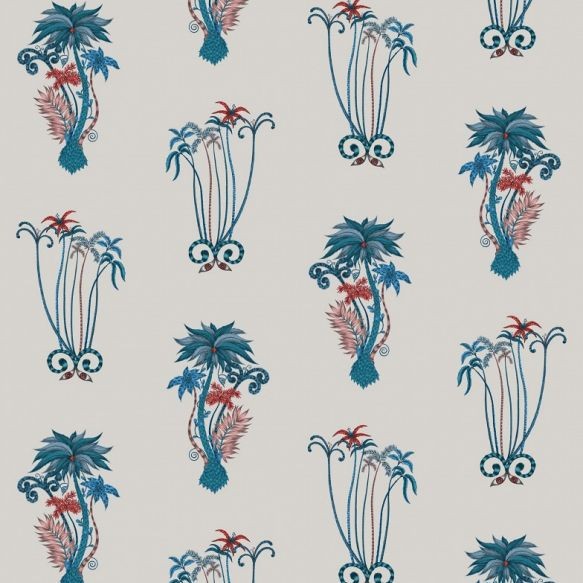 Clarke and Clarke Jungle Palms Blue Wp Wallpaper