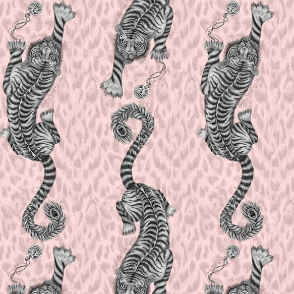 Clarke and Clarke Tigris Pink Wp Wallpaper