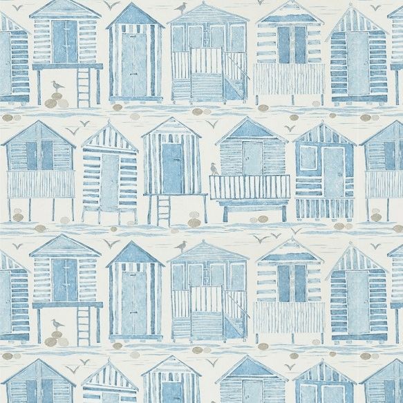 Beach Huts Wallpaper - Marine - By Sanderson - 216560