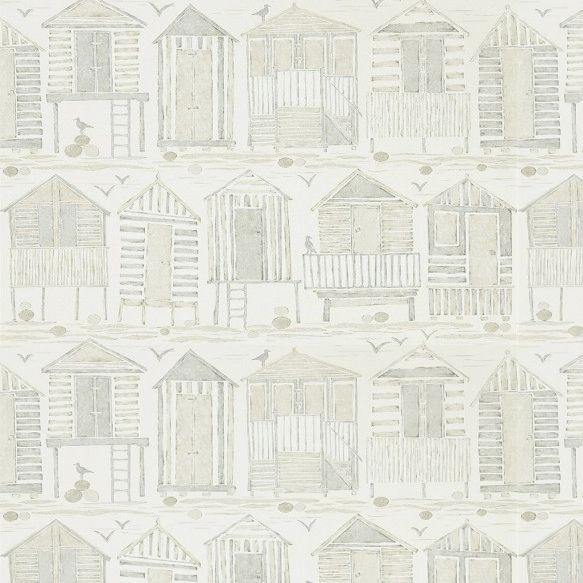 Beach Huts Wallpaper - Driftwood - By Sanderson - 216561