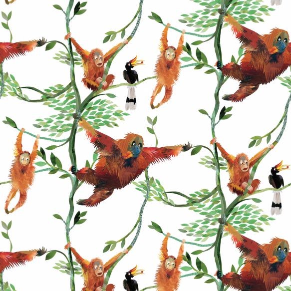 Snuugle Swinging Orangutans Wallpaper