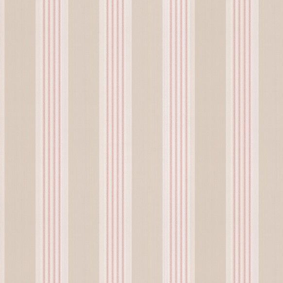 Tealby Stripe Wallpaper - Cream / Pink - By Colefax and Fowler - 07991/08