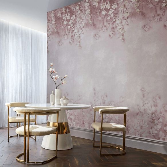 Trailing Magnolia Mural Wallpaper - Blush Pink - By 1838 Wallcoverings ...