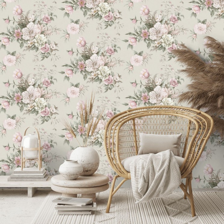 Floral Charm Wallpaper Ivory By Boråstapeter 4252