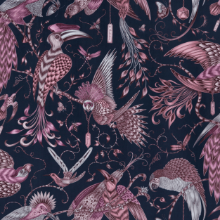 Clarke and Clarke Audubon Pink Velvet Fabric