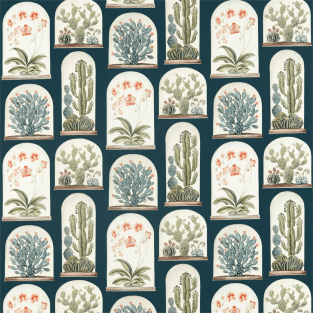 Sanderson Terrariums Ink/Papaya Fabric