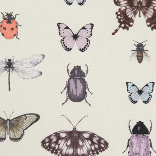 Clarke and Clarke Papilio Heather/Ivory Fabric