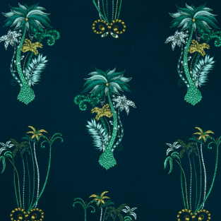 Clarke and Clarke Jungle Palms Navy Fabric