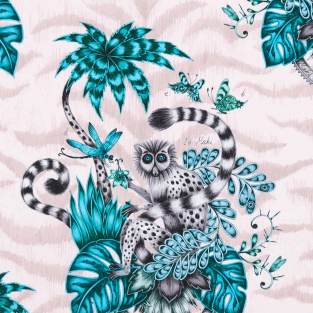 Clarke and Clarke Lemur Pink Fabric