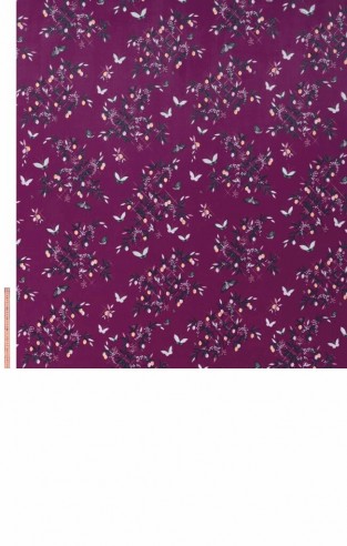 Sara Miller Butterflies And Trellis Velvet Purple Fabric