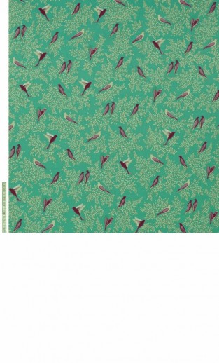 Sara Miller Green Birds Velvet Fabric