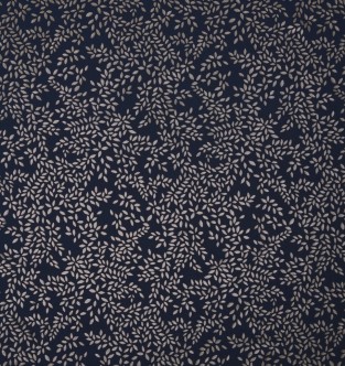 Sara Miller Metallic Leaves Smokey Blue Fabric